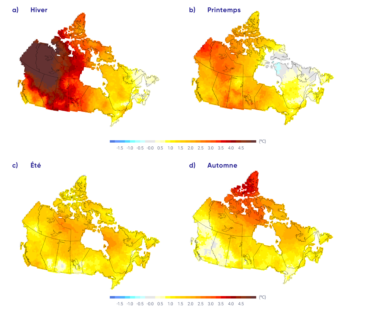 Figure : Augmentation des températures dans le Nord du Canada