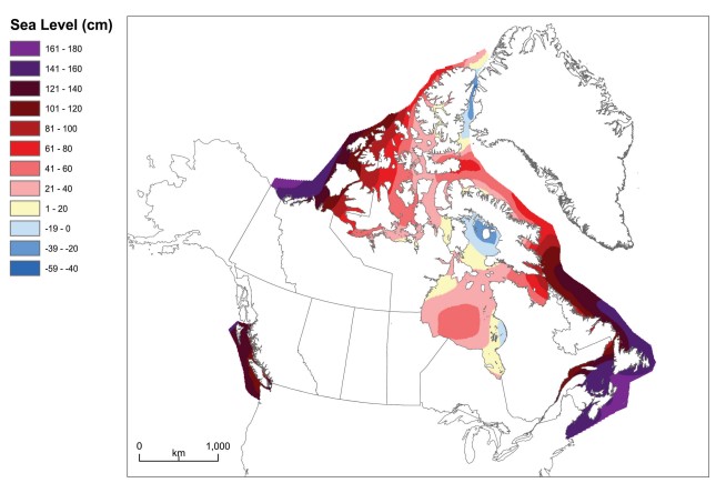 niveau relatif mer des côtes canadiennes