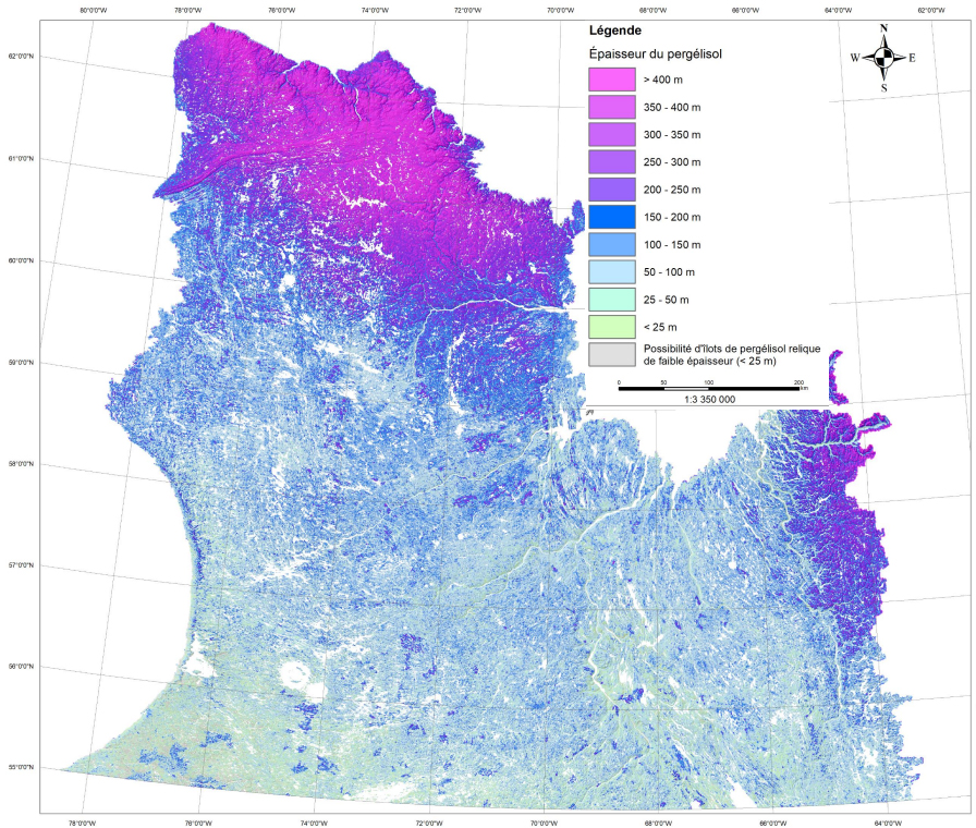 carte dégel pergélisol